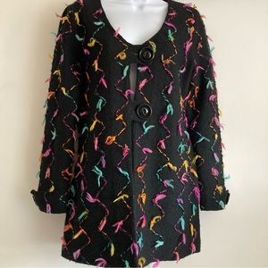 VTG ADIEU By Philip & Jane Gordon Wool Fun Colorful Confetti Cardigan, Sz S